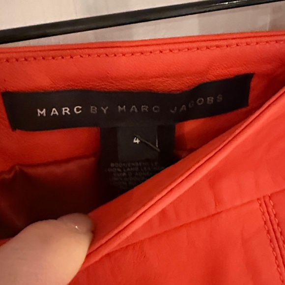 Marc By Marc Jacobs Orange Leather Mini Skirt - Picture 3 of 6